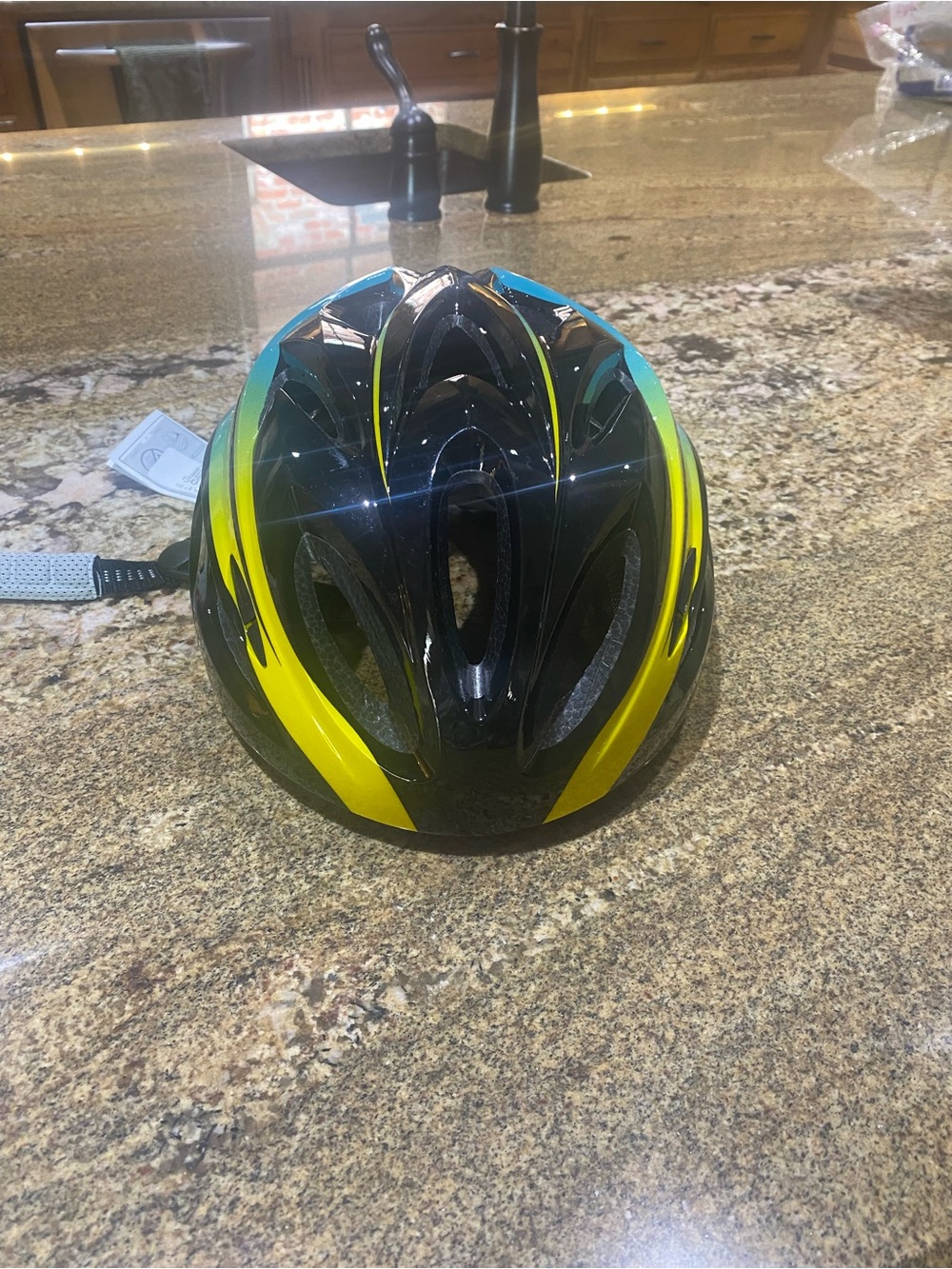 Eastinear Adult Cycling Helmet - Black with Blue & Yellow Accents - Picture 2 of 6
